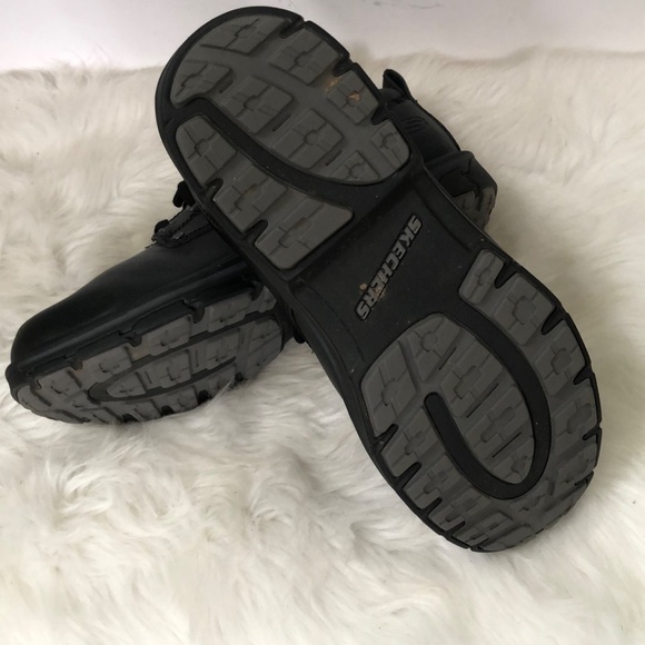 Skechers Relaxed Fit Memory Foam Gel-Infused Black Leather Shoe Size 14